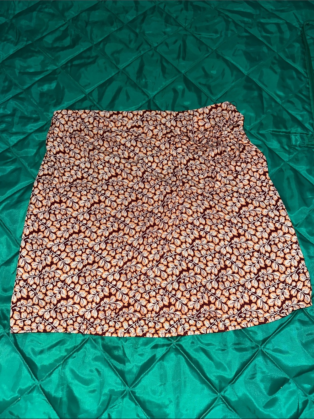 GB girls Mini Skirt in Beige and Brown Leaf Print